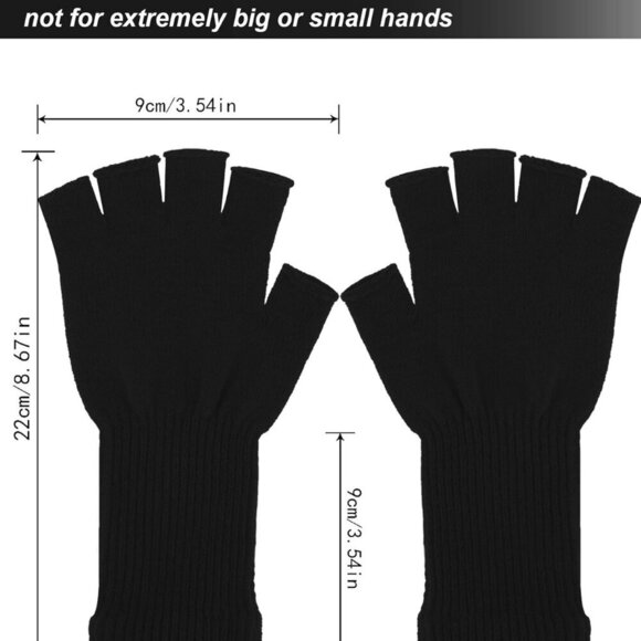 2 Pairs Winter Fingerless Gloves for Women Half Finger Stretchy Knit Gloves Leng - Picture 2 of 7